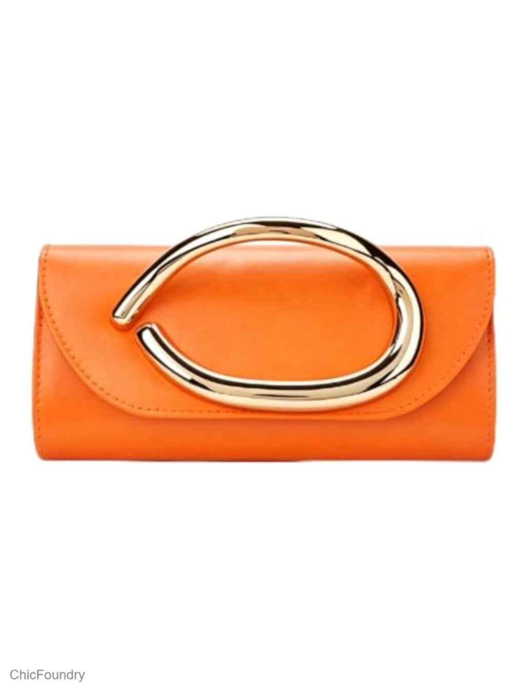 PU Leather Evening Clutch with Chain & Metal Handle for Weddings & Dinners